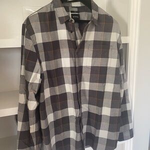 Prana Men's Black and White Plaid Button Down Shirt